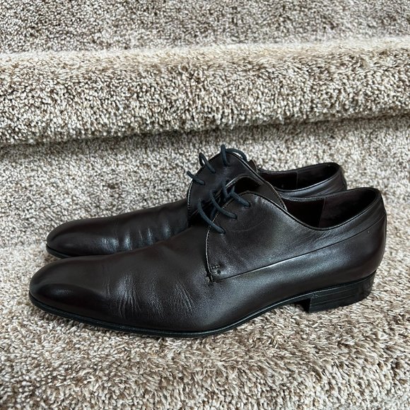 Gucci Men\'s Brown Leather Round Toe Lace Up Oxford Dress Shoes main image 5
